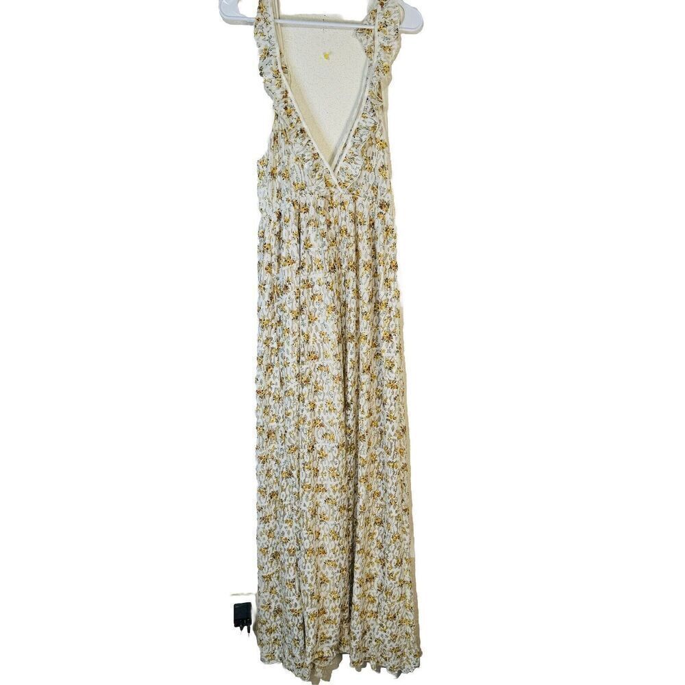 Just Me Floral Sleeveless Maxi Yellow Crochet Dress Sz One Size Cottagecore